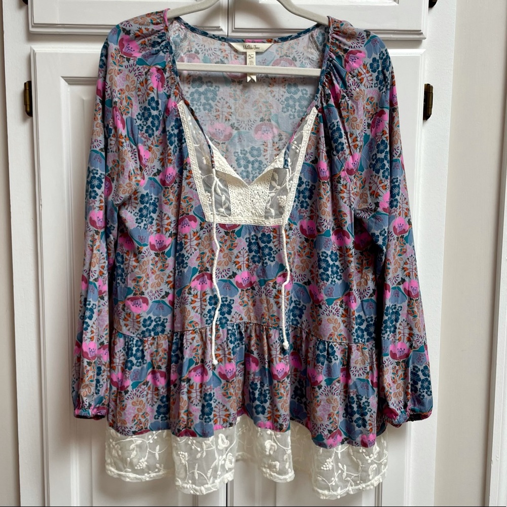 Matilda Jane Floral Peasant Blouse Sz L
